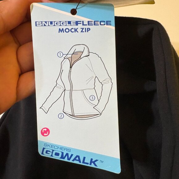 Skechers Womens Snuggle Fleece Mock Zip‎ Sweater Sz Small Black Minimalist Basic - Picture 6 of 10